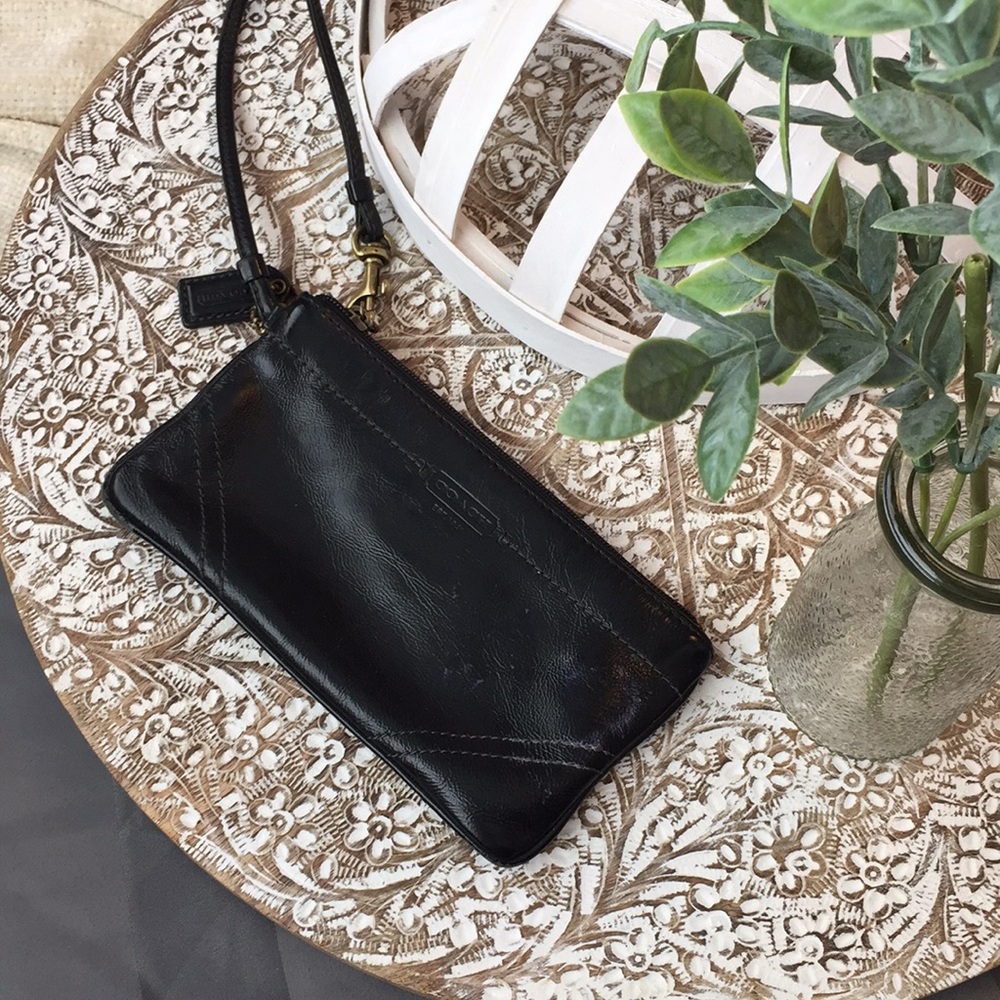 Coach wristlet black patent leather